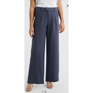 Wit & Wisdom Skyrise Wide Leg Pants Shadow Navy Blue High Rise Pleated Trousers